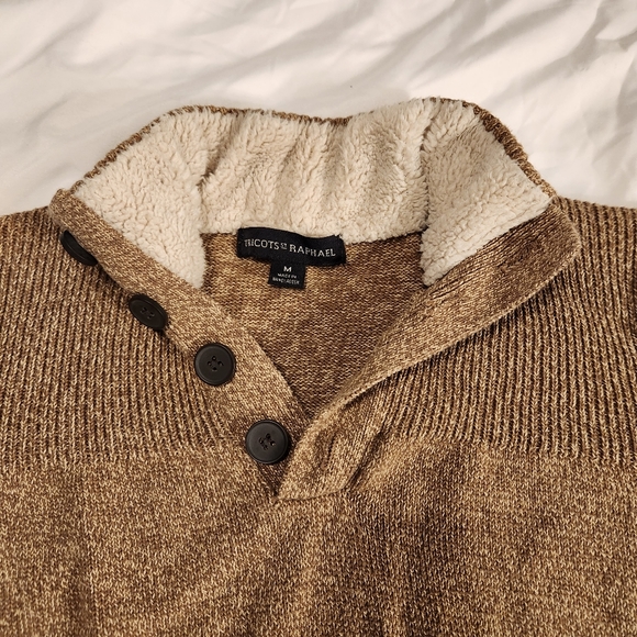 Tricots St Raphael Sweater Sherpa Collar Button Mens - Picture 2 of 9